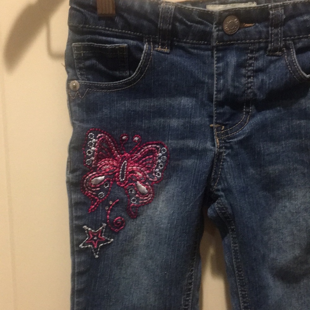 Cherokee girls Embroidered butterfly star swiftie denim distressed jeans size 6